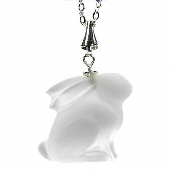 Crystal Bunny Rabbit Jewelry - SOLD frosted crystal bunny rabbit necklace swarovski